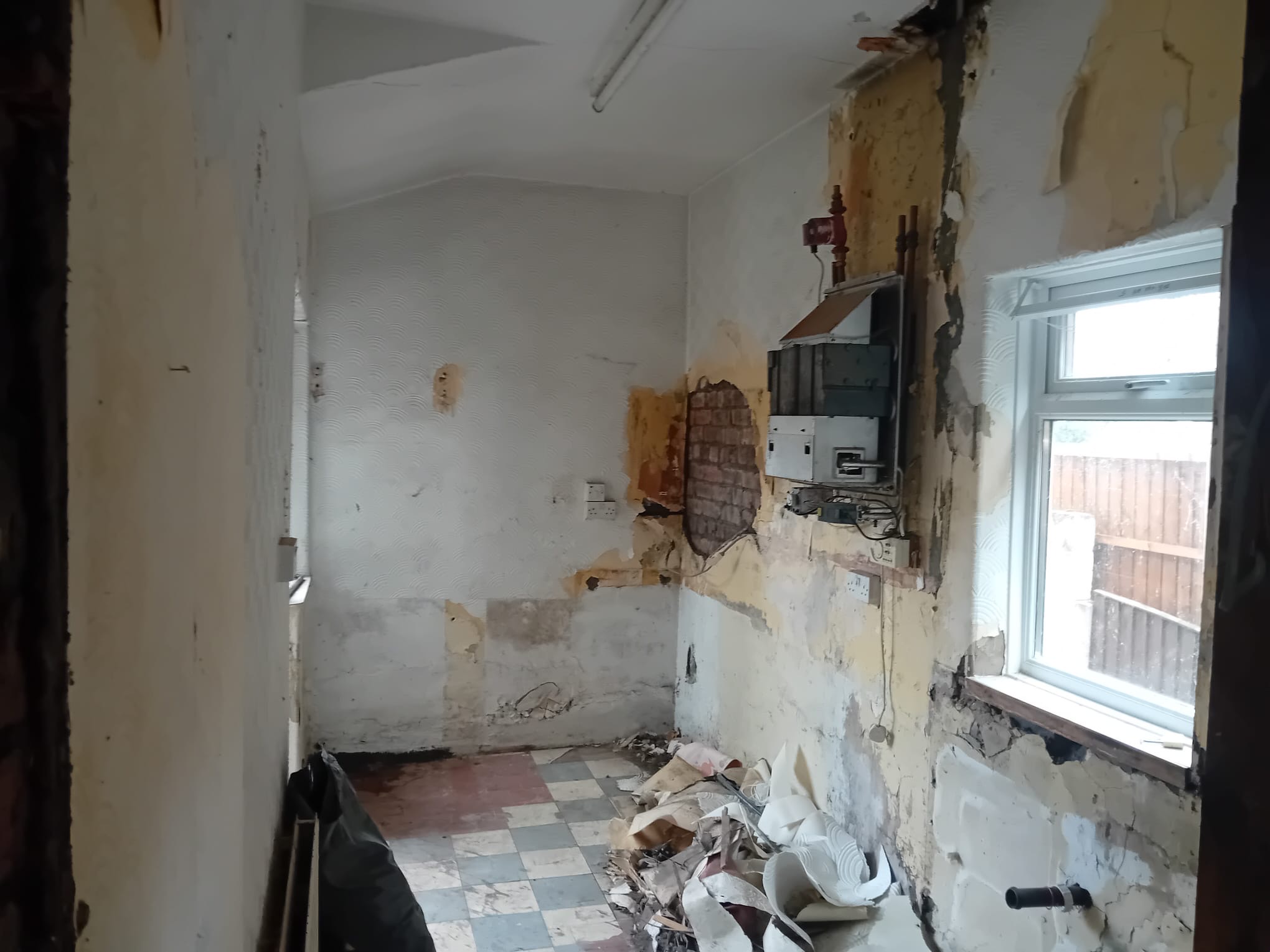 Lower Lane, Liverpool — kitchen during strip-out