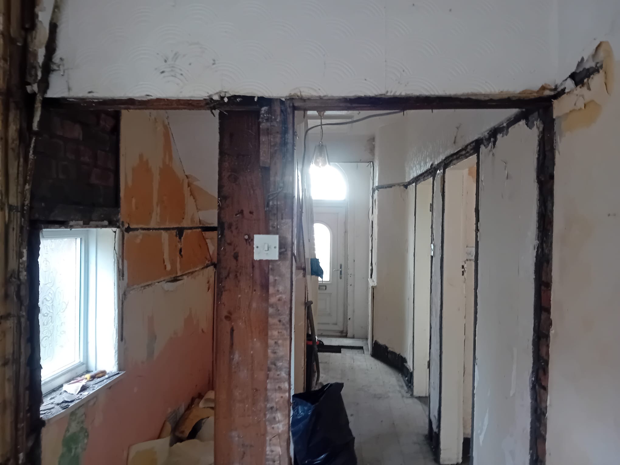 Lower Lane, Liverpool — hallway during strip-out