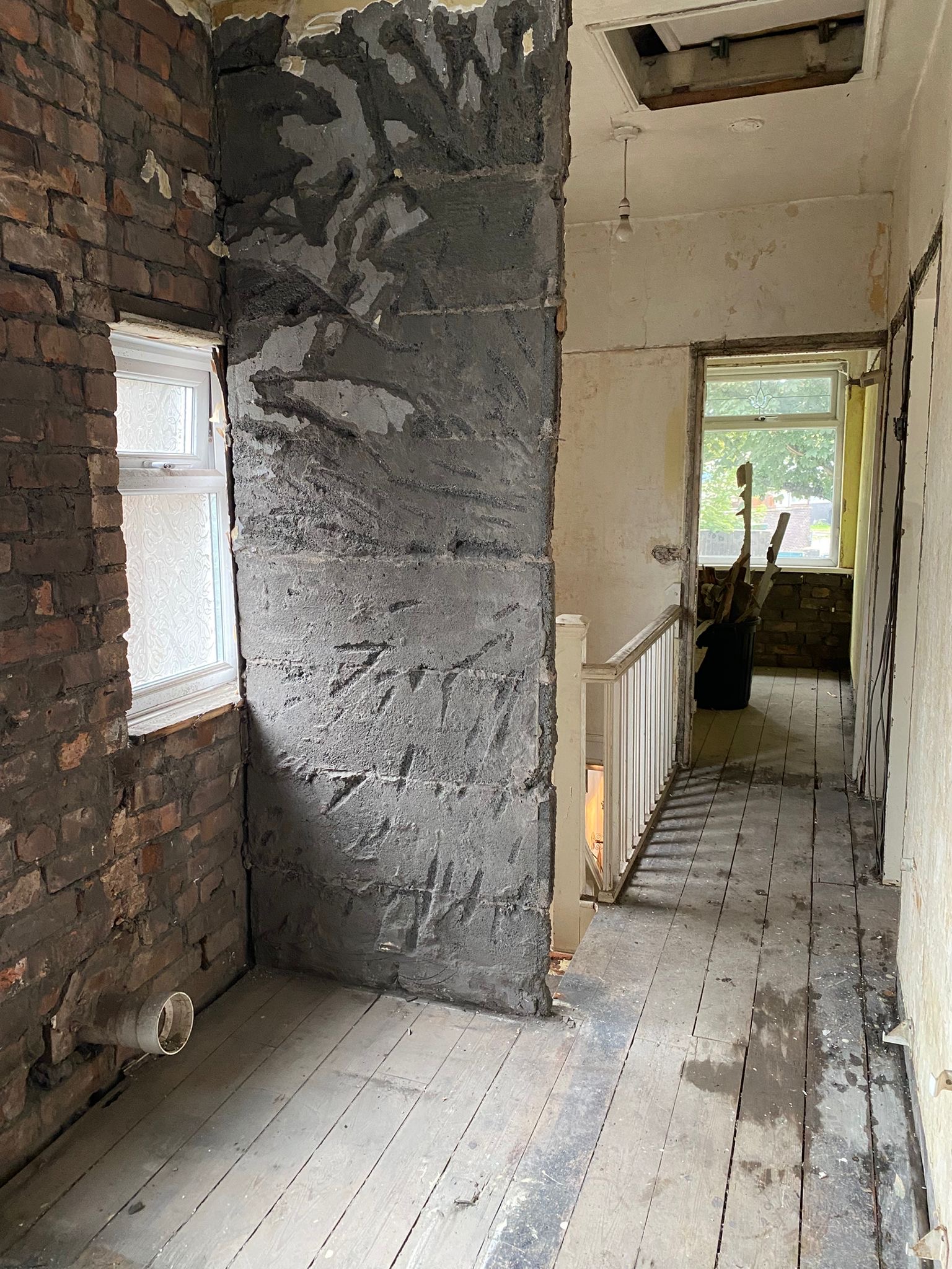 Lower Lane, Liverpool — first-floor landing during refurbishment